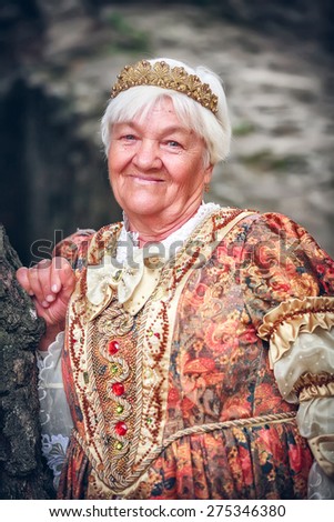 old woman in a Hungarian dress of the XVII century