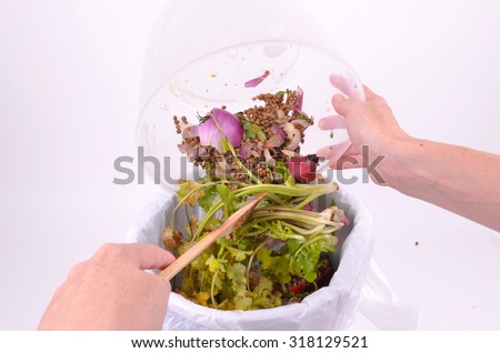 Emptying Food Scraps into A Bin