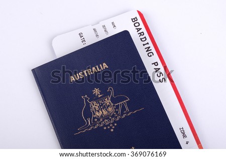 Australian passport with a boarding pass inside
