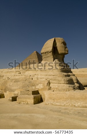 Sphinx and pyramid in Giza, the only one of the Seven Wonders of the Ancient World