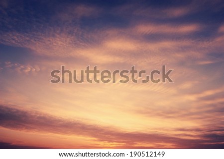 Dreamy Sunset Sky in blue, purple and orange