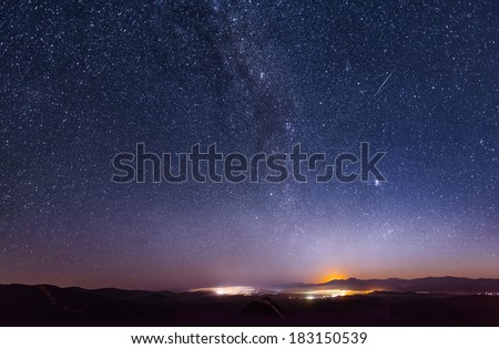 Milky Way over the ridge Chandalaz in Russia