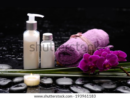spa concept Ã¢Â?Â?red orchid and candle ,salt ,oil ,green plant