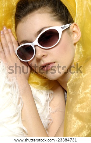 Fashion model with designer sunglasses