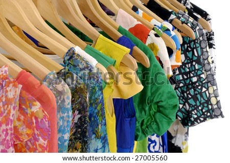 Designer clothes hanger in a row