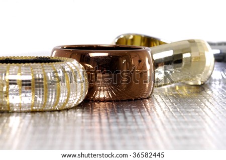 Row of beautiful bracelet isolated