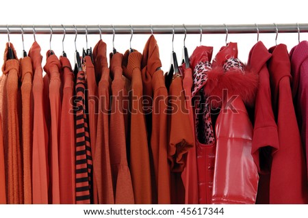 Autumn and winter red clothes rack display