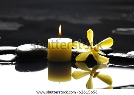 tranquil spa scene - aromatherapy candle and zen stones
