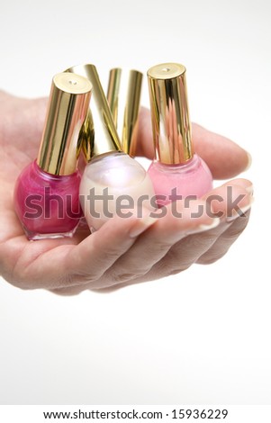 pink nail polish bottle. with pink nail polish