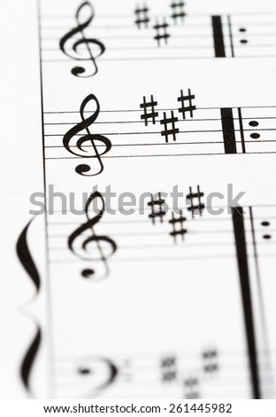 Macro of a musical score - Shallow depth of field