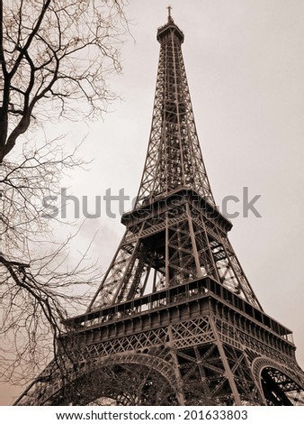 Sepia-colored Tour Eiffel,  Paris, France
