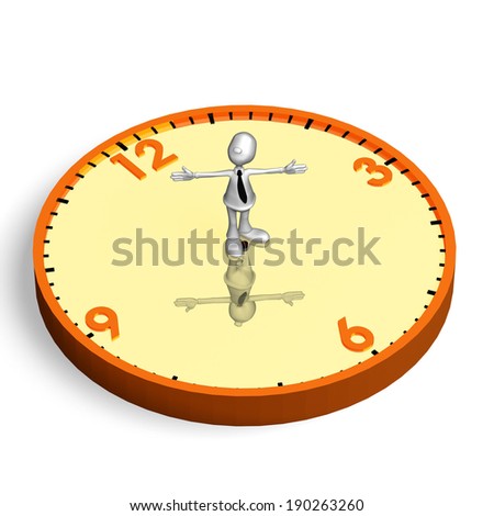 The man standing in the center of the dial shows the time instead of the arrows