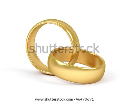 stock photo Two wedding ring on a white background
