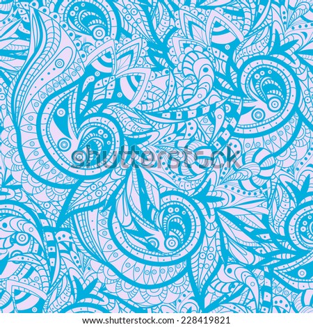 Vector Seamless abstract hand-drawn ornament pattern, wavy background. Pattern can be used for wallpaper, pattern fills, web page background, surface textures. Gorgeous seamless floral background