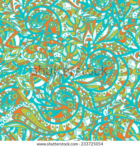 Raster Seamless abstract hand-drawn ornament pattern, wavy background. Pattern can be used for wallpaper, pattern fills, web page background, surface textures.