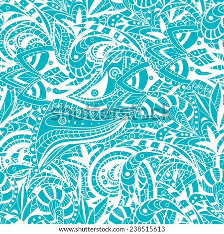 Raster Seamless abstract hand-drawn ornament pattern, wavy background. Seamless pattern can be used for wallpaper, pattern fills, web page background,surface textures.
