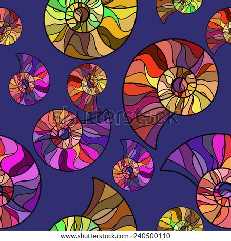 Raster  Raster Seamless abstract hand-drawn ornament pattern with colorful snails. Seamless pattern can be used for wallpaper, pattern fills, web page background, surface textures.