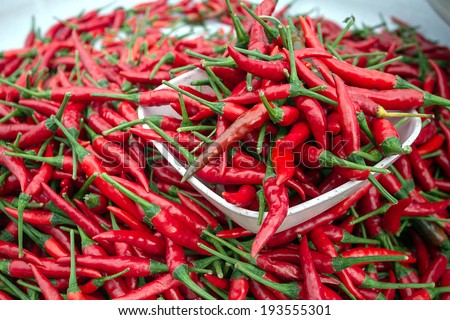 Cayenne pepper, chili spur pepper, long fed pepper, spur pepper, Capsicum annuum Linn. Var acuminatum Fingerh.