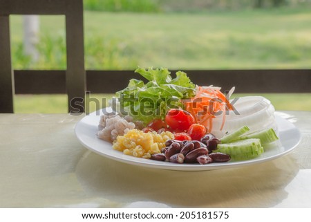 Salad promotes healthy morning meal.