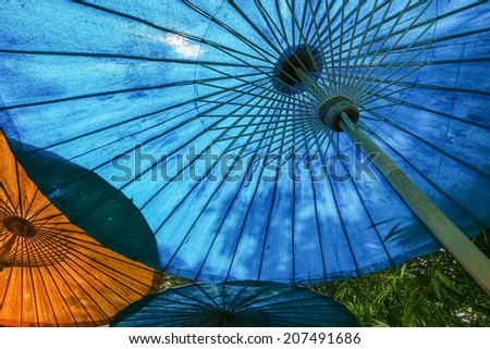 Multicolored umbrella, used to decorate the beautiful place
