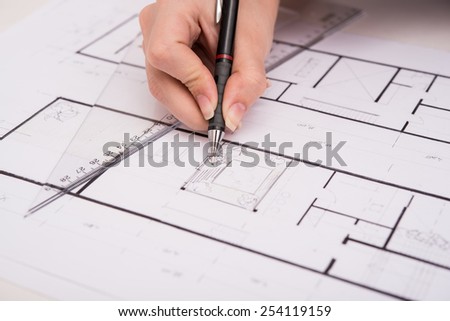Architectural design and project blueprints drawings