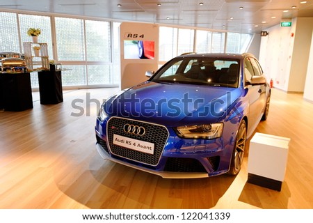 SINGAPORE - DECEMBER 15: New Audi RS4 Avant on display at the opening of the new Audi Centre Singapore December 15, 2012 in Singapore