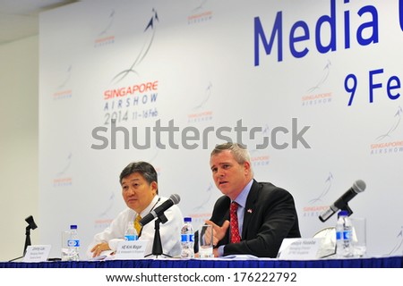 SINGAPORE - FEBRUARY 9: HE Kirk Wagar, US Abassador to Singapore speaking at media conference of Singapore Airshow February 9, 2014 in Singapore