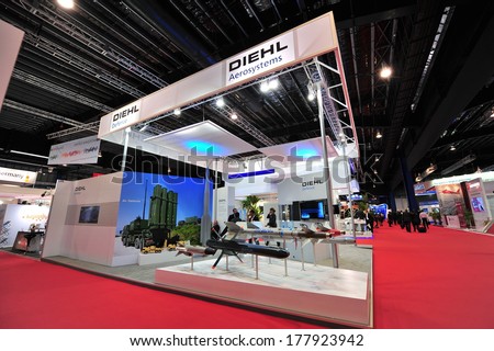 SINGAPORE - FEBRUARY 12: Diehl showcasing its defense and aerospace solutions at Singapore Airshow February 12, 2014 in Singapore