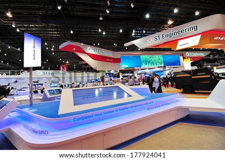 SINGAPORE - FEBRUARY 12: ST Aerospace showcasing its freighter conversion solutions at Singapore Airshow February 12, 2014 in Singapore