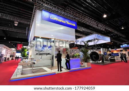 SINGAPORE - FEBRUARY 12: Lufthansa Technik showcasing its MRO and cabin conversion solutions at Singapore Airshow February 12, 2014 in Singapore