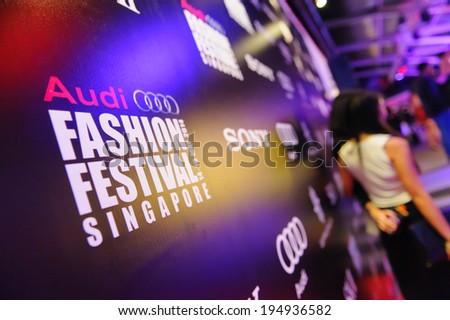 Singapore - May 16: Audi Fashion Festival official backdrop at Audi Fashion Festival 2014 on May 16, 2014 in Singapore