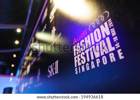 Singapore - May 16: Audi Fashion Festival official backdrop at Audi Fashion Festival 2014 on May 16, 2014 in Singapore