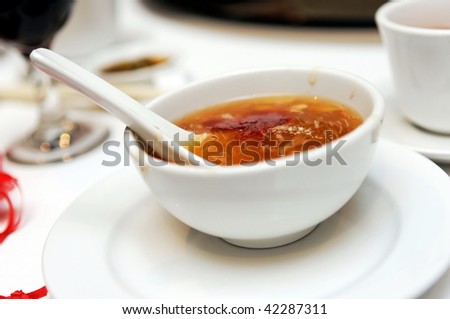 Bowl of shark\'s fin soup