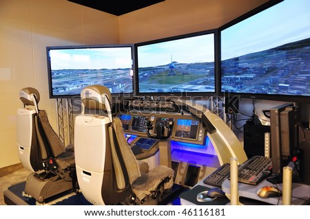 SINGAPORE - FEBRUARY 03: Boeing flight simulator at Singapore Airshow February 03, 2010 in Singapore