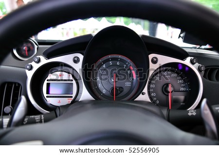 stock photo SINGAPORE APRIL 25 Instrument cluster of new Nissan 370Z