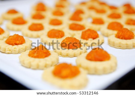 Freshly baked homemade pineapple tarts. A popular Chinese New Year delicacy