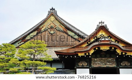 Exquisite design and carvings of Nijo Castle wooden roof