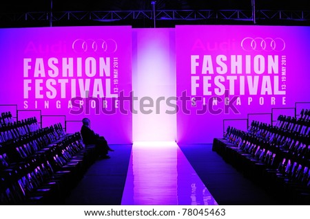 SINGAPORE - MAY 17: Logo and spectator gallery of Audi Fashion Festival 2011 on May 17, 2011 in Singapore.