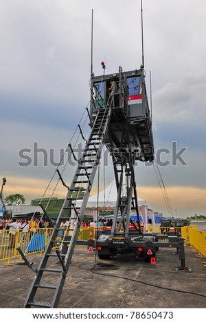 SINGAPORE - MAY 28: Republic of Singapore Air Force (RSAF) mobile control tower at RSAF Open House 2011 on May 28, 2011 in Singapore.