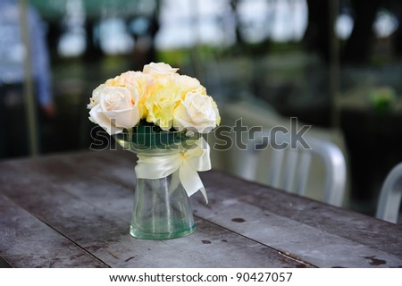 Roses to decorate table in a restaurant