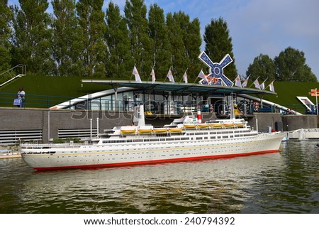 HAGUE - SEPTEMBER 19: Scaled replica of the SS Rotterdam retired cruise ship, taken on September 19, 2014 in Hague, Netherlands