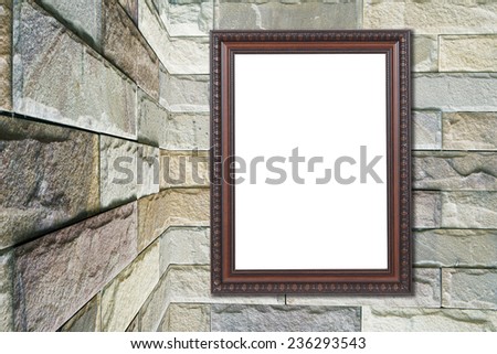 picture frame on brick wall.On the corner