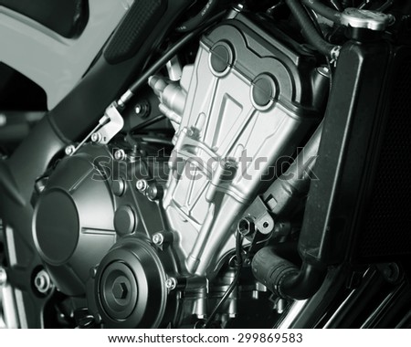 Motorcycle engine,detail of motorcycle engine,Black and white