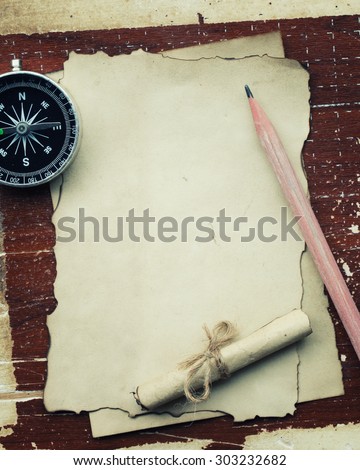 vintage paper with space with compass. Vintage Style.