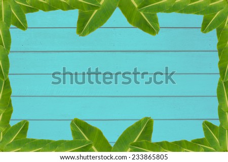 leaf banana wood background