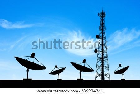 satellite shadow and phone antenna  sky background