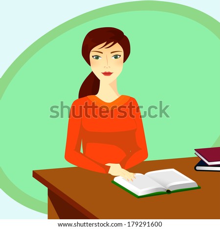 illustration of a studying woman