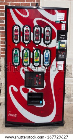 JACKSONVILLE, FL - DEC 6: A Coke machine in Jacksonville, Florida on December 6, 2013. Coca-Cola Co. is splitting its American business into 2 operating units: Coke N. America and Coke Refreshments.
