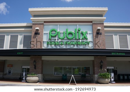 JACKSONVILLE, FL - MAY 13, 2014: A Publix Supermarket in Jacksonville. Publix has operations in six states and employs over 140,000 people at its 1,080 retail locations, and nine distribution centers.