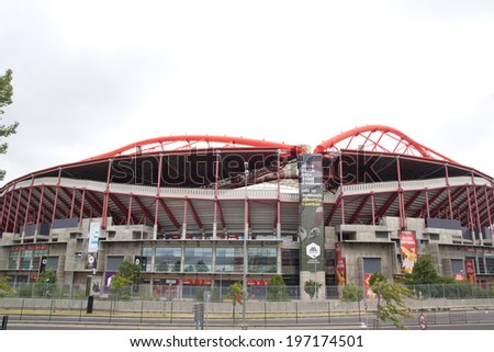 LISBON, PORTUGAL- MAY 29, 2014 : Exterior view of the Estadio da Luz stadium. Estadio da Luz is a multi-purpose stadium that opened in 2003 and is the home base of the football team Benfica SL.